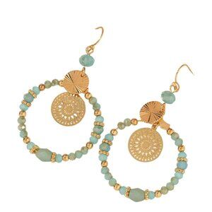 Stacy's Medallion Dangle Aqua Blue Earrings Fashion Jewelry Y2K Boho Chic